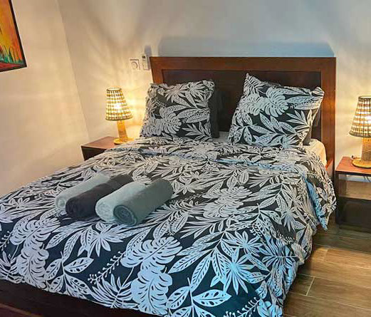 Chambre appartement tout confort à louer Cap Skirring dans maison avec piscine solarium jardin exotique site arvimedia sénégal